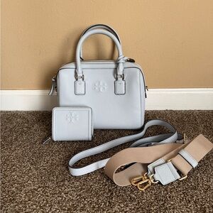Tory Burch Leather Satchel and Wallet - Light Blue